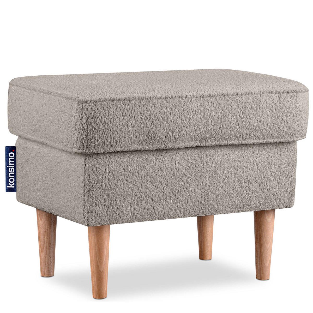 OHRENSESSEL STRALIS mit Sitzhocker, Beige - Graubraun, Textil (82/108/80cm) - KONSIMO®
