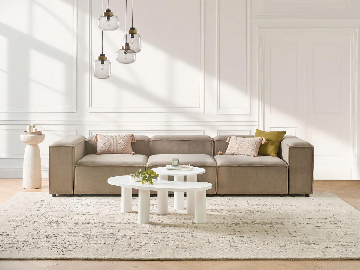 MODULÁRNÍ POHOVKA 3-místná Světle hnědá Manšestr Ardal - světle hnědá, textil (328/68/120cm) - Beliani