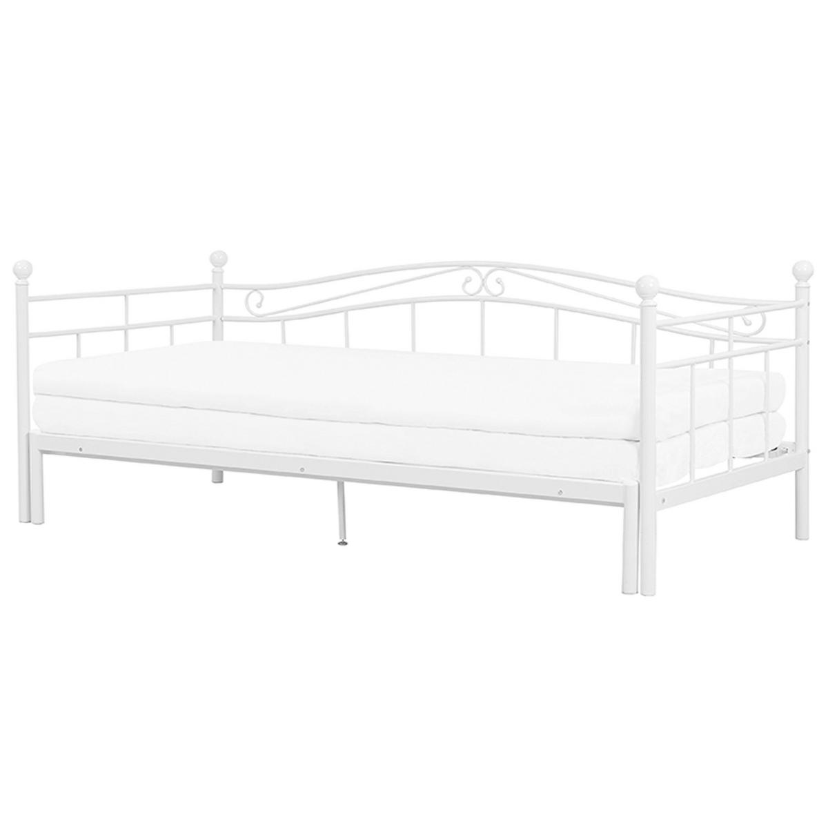 AUSZIEHBETT 80x200 cm Weiß Tulle - Weiß, Metall (80/200cm) - Beliani