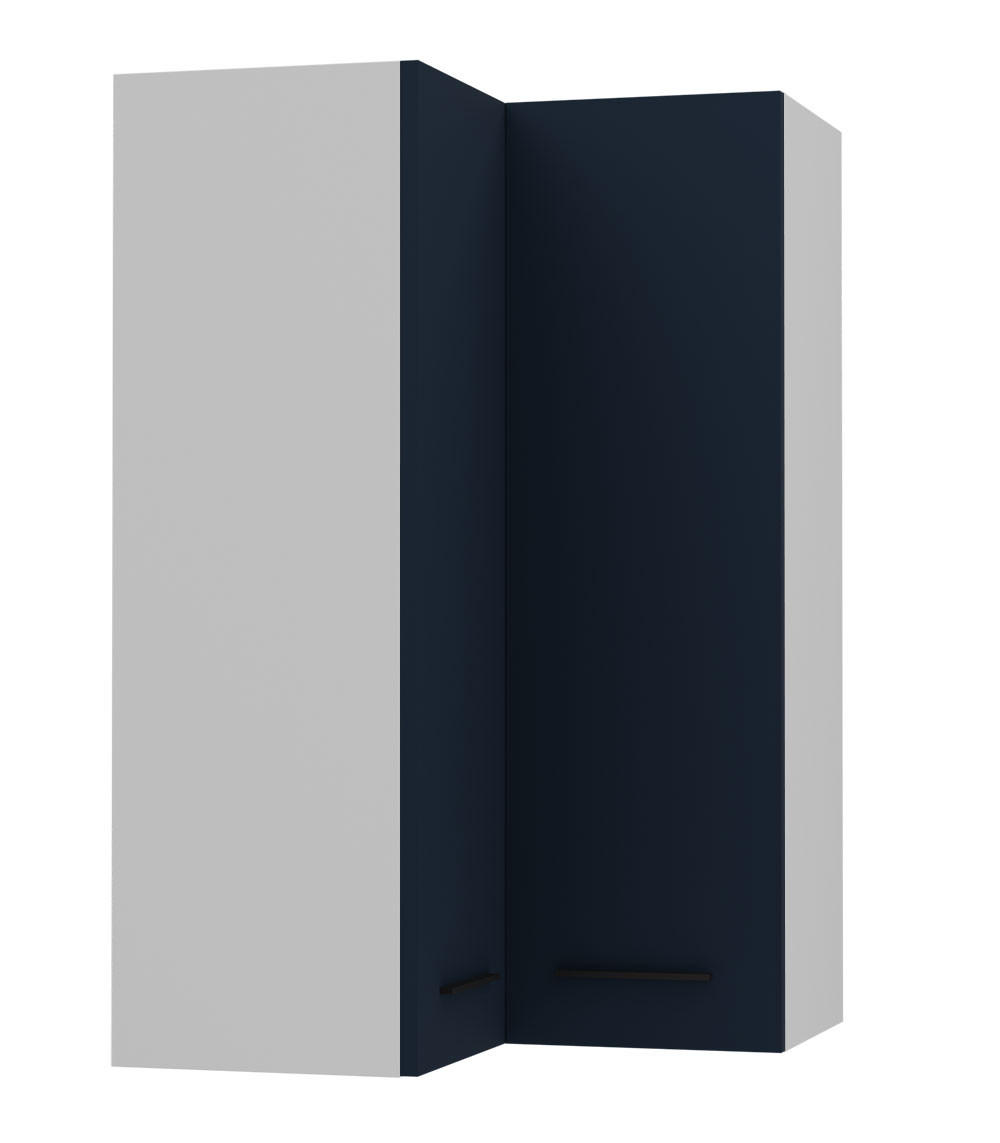 ECKHÄNGESCHRANK Bonn W14/60 weiß / marineblau matt 60 / 60 / 96cm - Blau/Weiß, Holz/Holzwerkstoff (60/96/60cm) - Feldmann-Wohnen