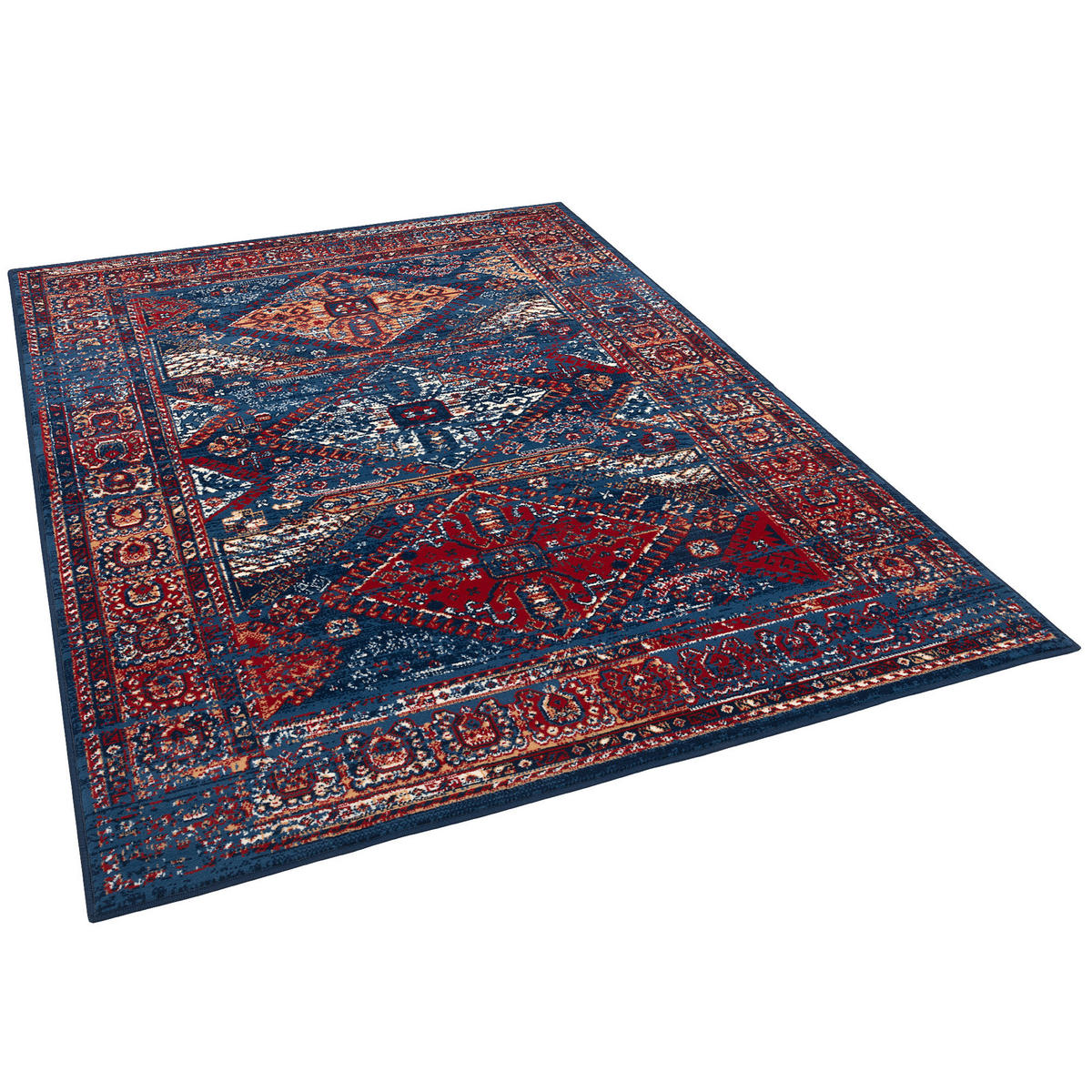 DESIGNER TEPPICH POP-VINTAGE ORIENT BORDÜRE - Blau, Textil (200/300cm) - Pergamon