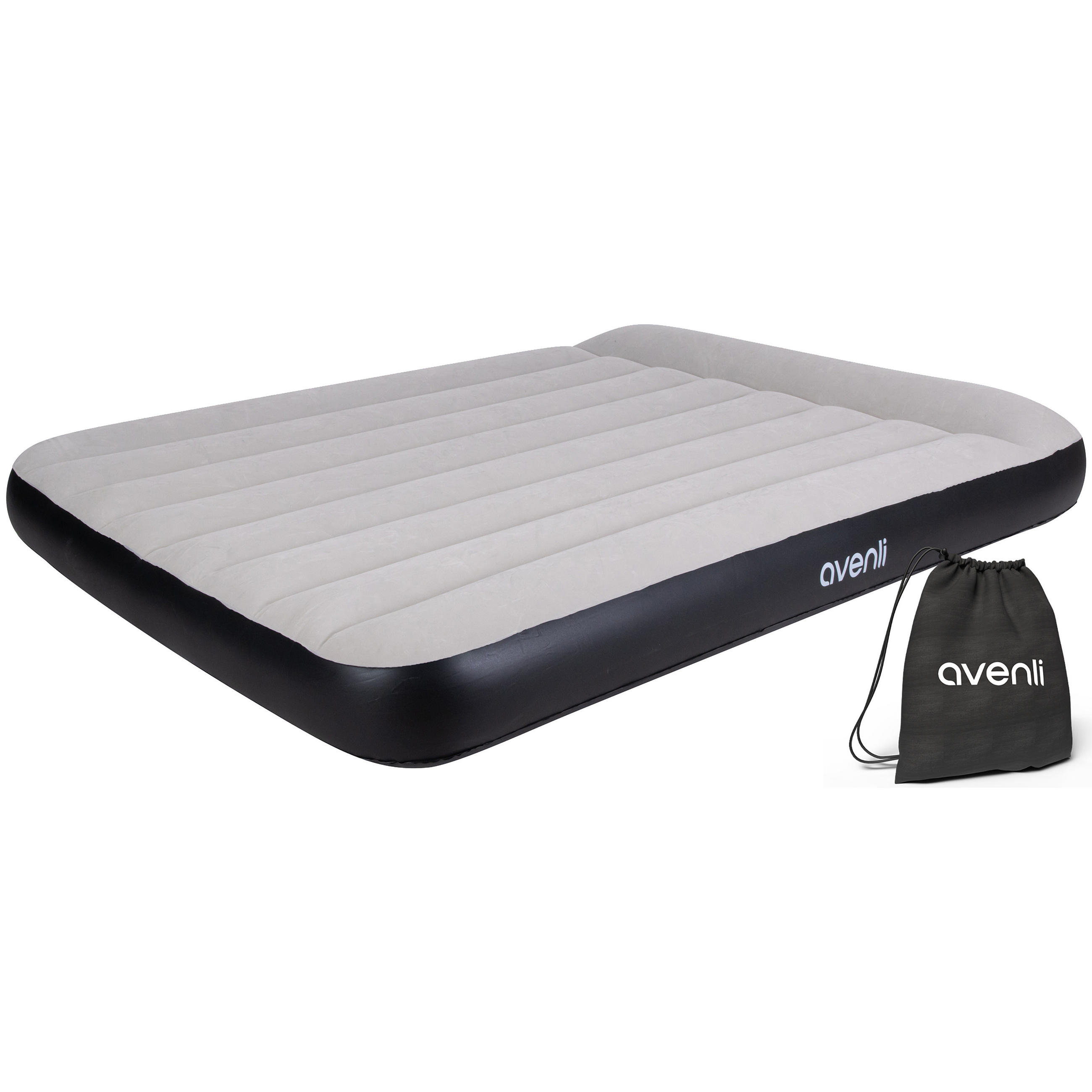 LUFTBETT Luftmatratze selbstaufblasend 191 x 137 x 47 cm mit integrierter Pumpe - Schwarz/Grau, Kunststoff (137/191cm) - Avenli