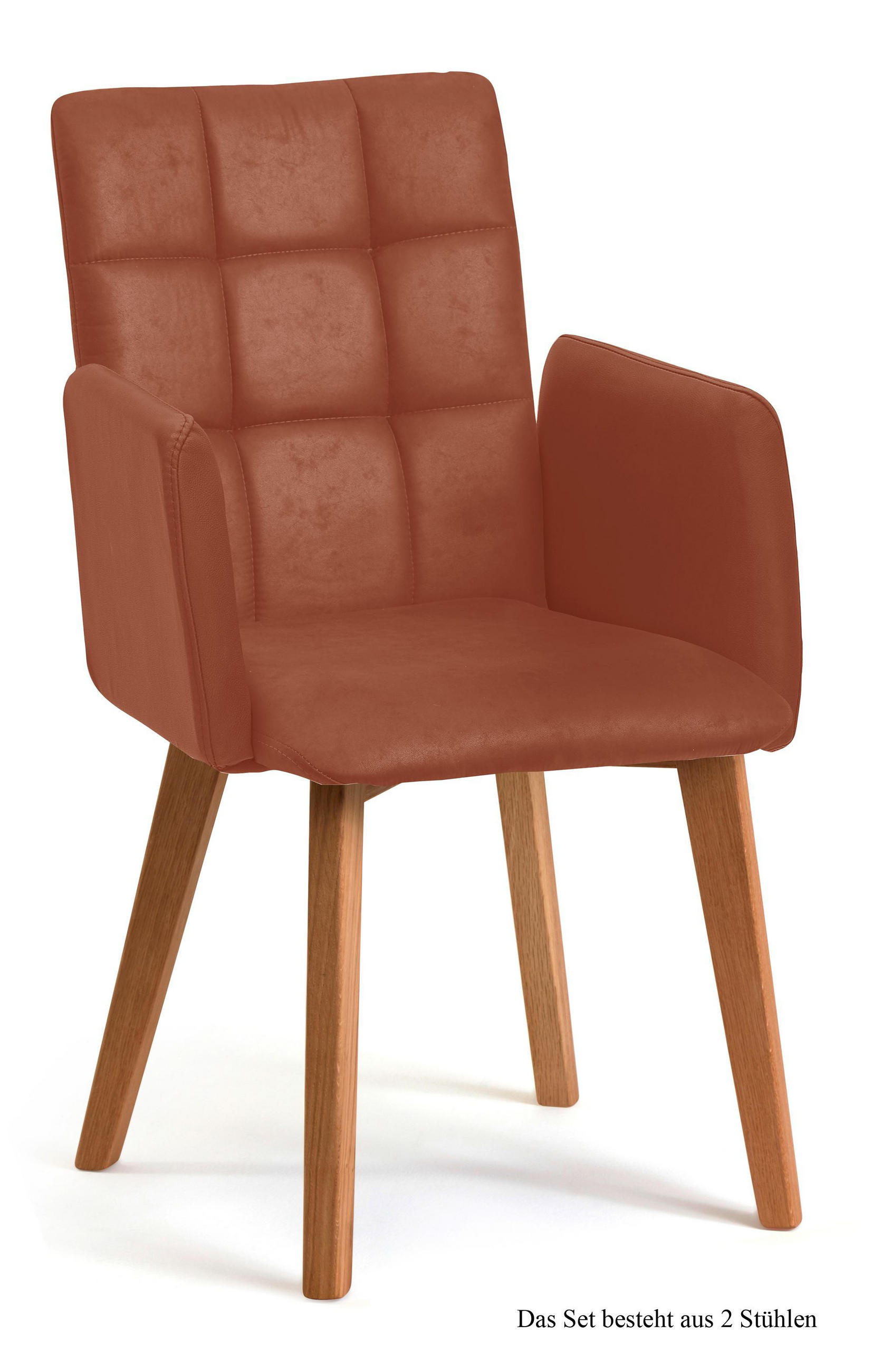 ARMLEHNSTUHL (2er-Set) Dareia 52x91x60 Eiche geölt/Cognac - Cognac/Eichefarben, Kunststoff (60/91/52cm) - 58aufmkessel