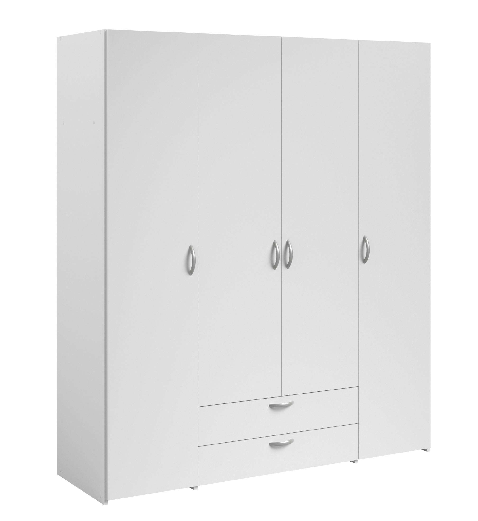 KLEIDERSCHRANK Daily 1 in Weiß 160 x 185 x 51 cm (BxHxT) – Kleiderschrank 4 türig ohne Spiegel - Weiß, Holzwerkstoff (160/185/51cm)