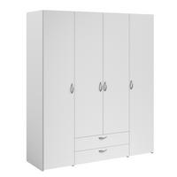 KLEIDERSCHRANK Daily 1 in Weiß 160 x 185 x 51 cm (BxHxT) – Kleiderschrank 4 türig ohne Spiegel - Weiß, Holzwerkstoff (160/185/51cm)