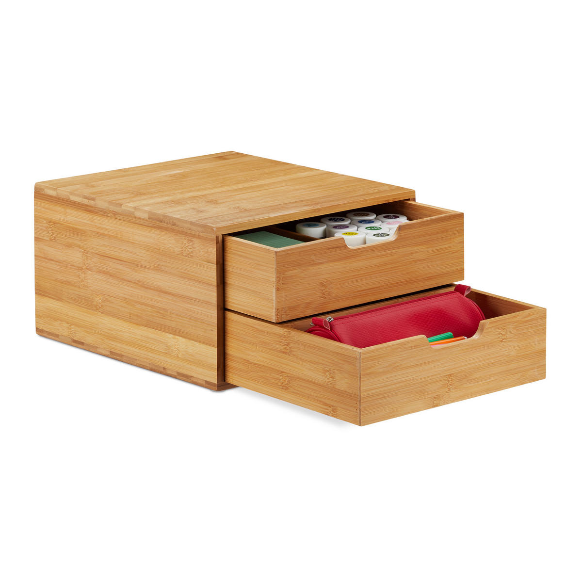 SCHUBLADENBOX - Hellbraun, Holz (31/30/18cm) - Relaxdays