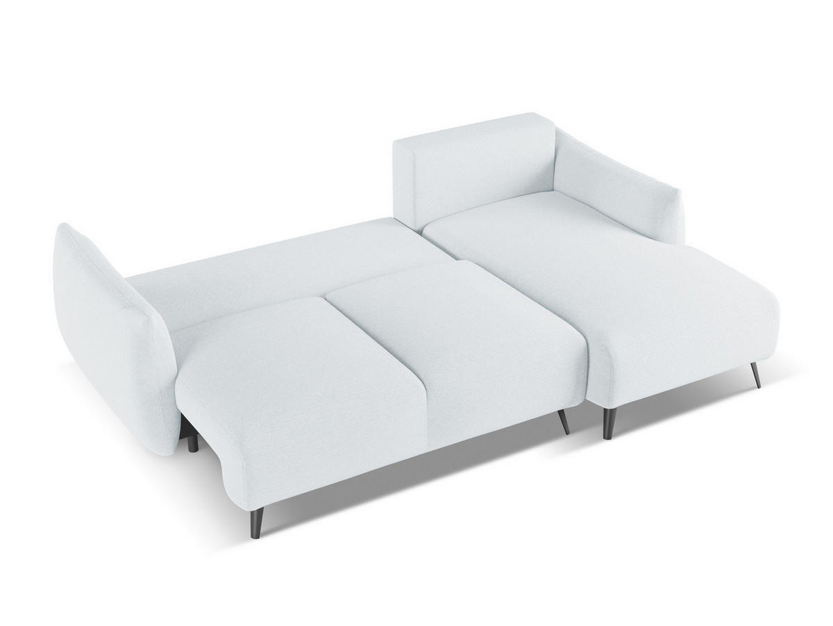 ECKSOFA mit Schlaffunktion Chenille Stoff Blau - Blau/Schwarz, Textil/Metall (242/162cm) - Makamii