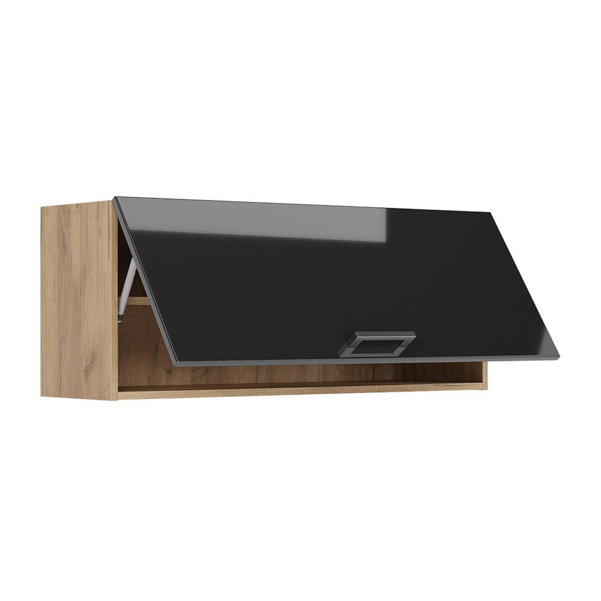HÄNGESCHRANK R-Line, Anthrazit Hochglanz/Goldkraft Eiche, 100 cm Flach - Honigeiche/Schwarz Hochglanz, Holzwerkstoff (100/40/31cm) - Vicco