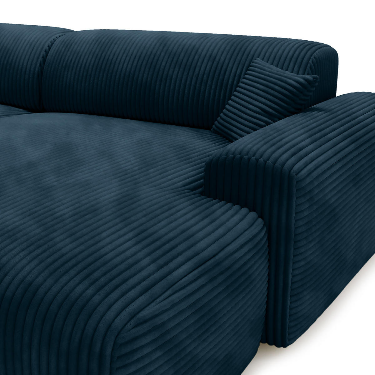 ECKSOFA mit Longchair - Cord - Blaugrau/Schwarz, Kunststoff/Textil (284/178cm) - home24