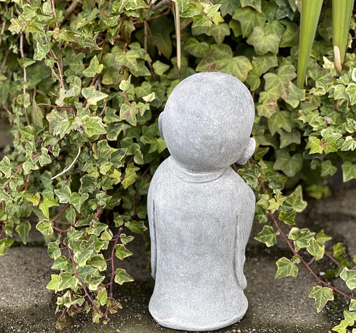 STEINFIGUR lustiger Shaolin Mönch frostfest wetterfest Steinguss - Grau, Stein (10/26/10cm) - stoneandstyle