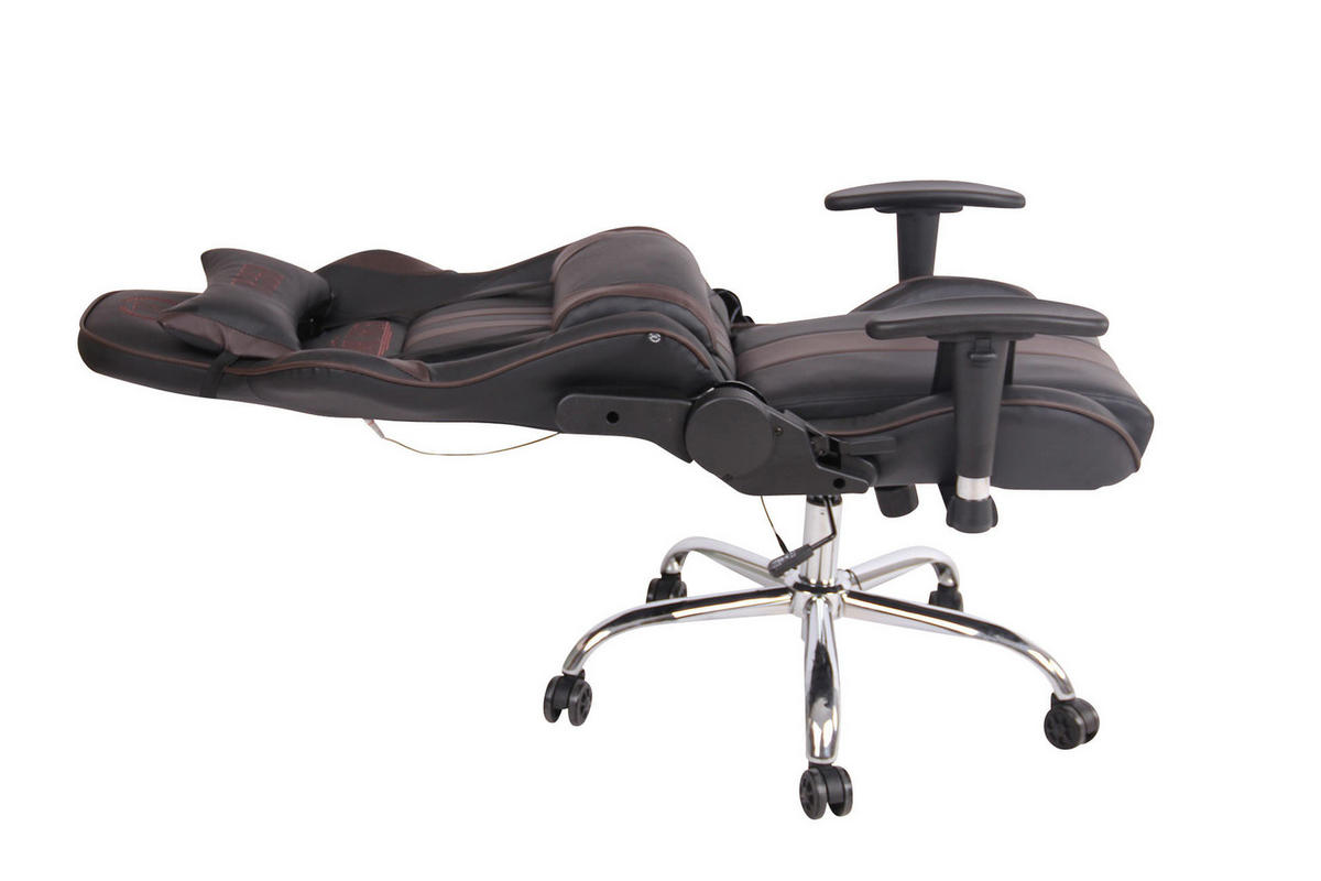CHEFSESSEL Lederlook Schwarz/Braun - Schwarz/Braun, Textil/Metall (67/128/51cm) - CLP