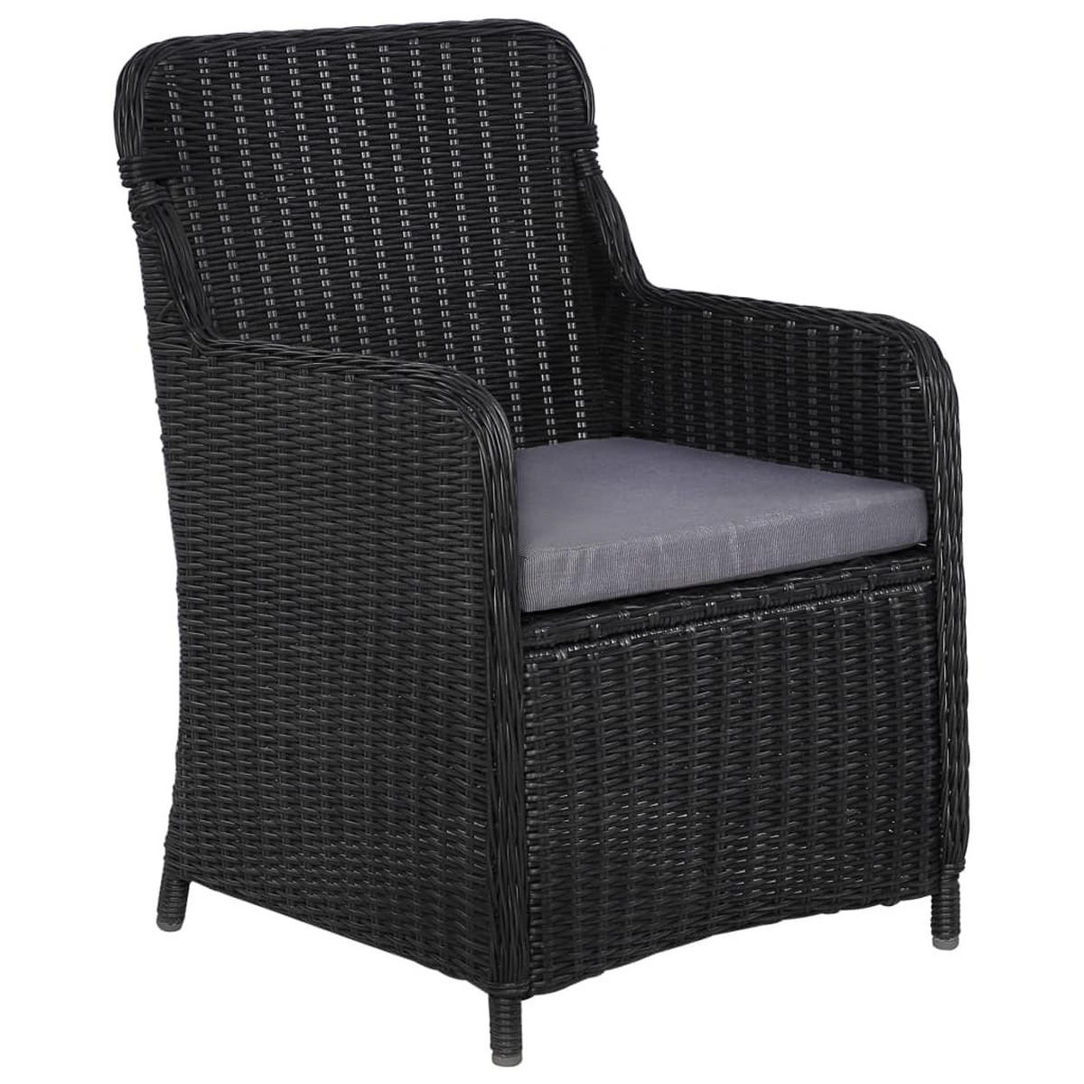 GARTENSTÜHLE mit Polster 2 Stk. Poly Rattan Schwarz - Schwarz/Grau, Kunststoff (64/90/65cm) - furnicato