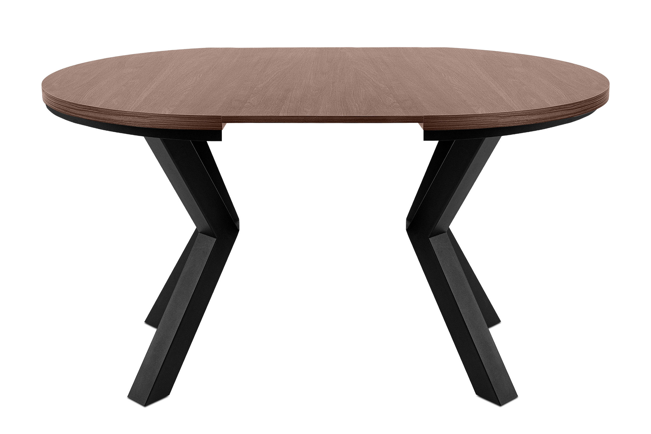 ESSTISCH ROSTEL Ausziehbar 100-260cm Rund, Walnuss mittel/schwarz - Walnussfarben/Schwarz, Holz (100/260/75cm) - KONSIMO®