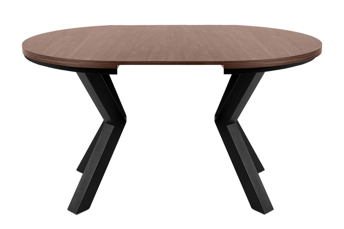 ESSTISCH ROSTEL Ausziehbar 100-260cm Rund, Walnuss mittel/schwarz - Walnussfarben/Schwarz, Holz (100/260/75cm) - KONSIMO®