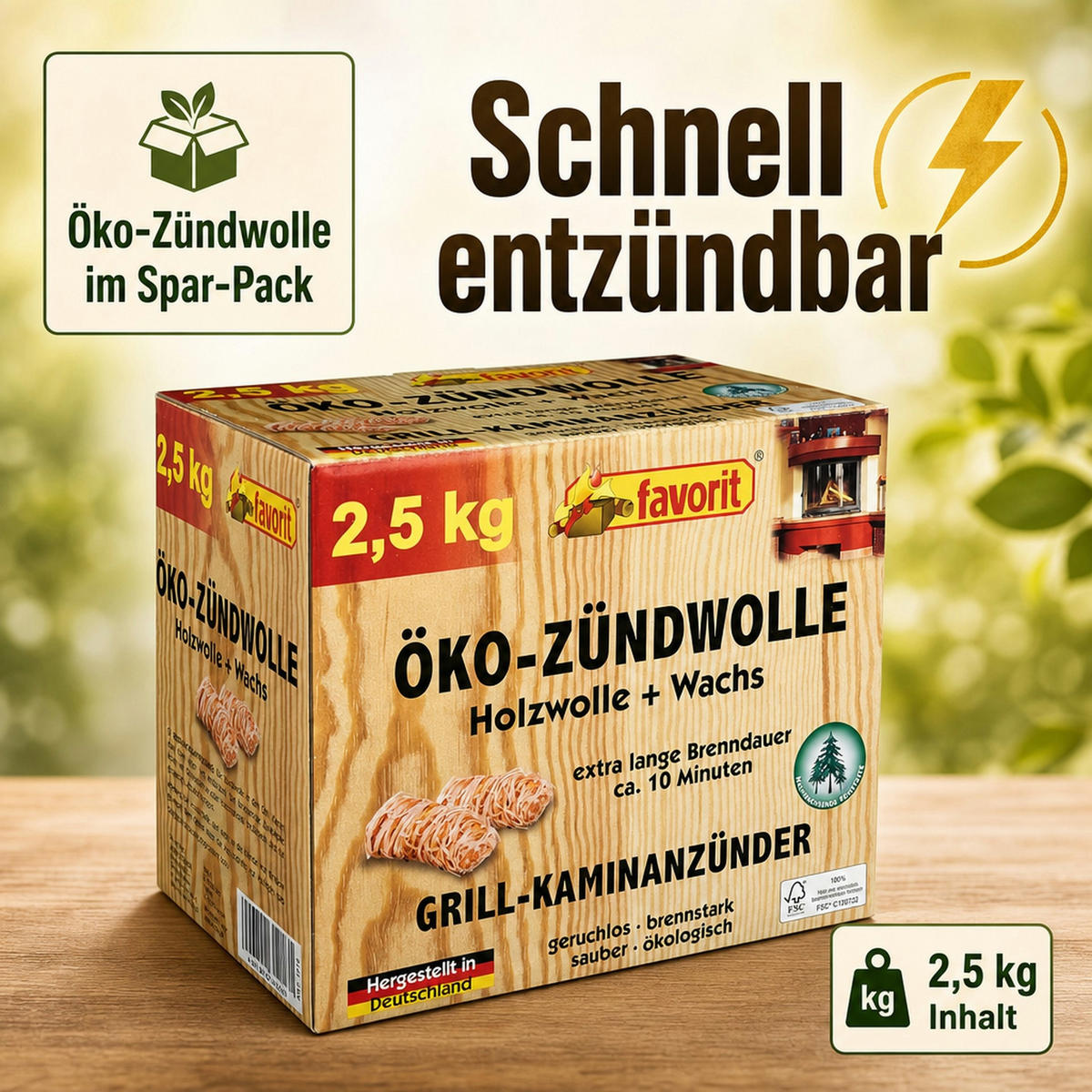 ÖKO-ZÜNDWOLLE - Naturfarben, Naturmaterialien (20/25/30cm) - Westfalia