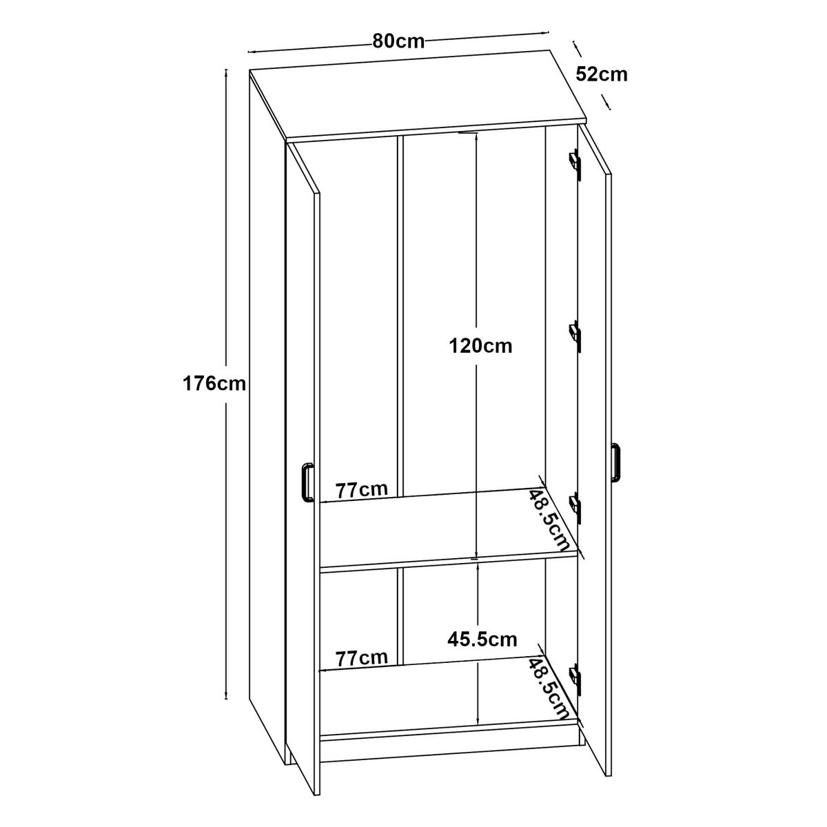 KLEIDERSCHRANK Bodolz - Sonoma Eiche, Holzwerkstoff (80/176/52cm) - [en.casa]