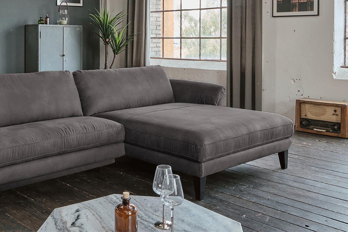 ECKSOFA MIT MOTORISCHER RELAXFUNKTION MALTA Anthrazit Webstoff - Anthrazit/Schwarz, Buchenholz/Textil (302/175cm) - KAWOLA