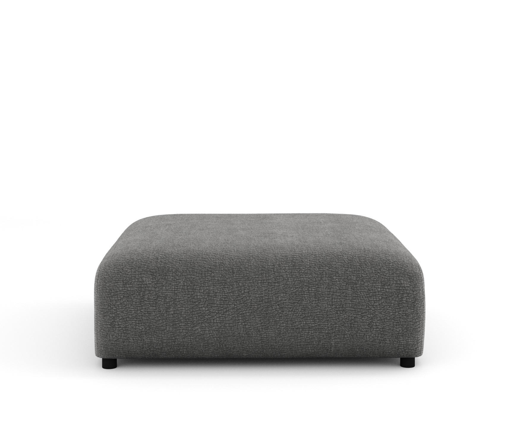 POUF L Zanzibar Grau Chenille - Schwarz/Grau, Holz/Holzwerkstoff (110/37/110cm) - Maison de Reve