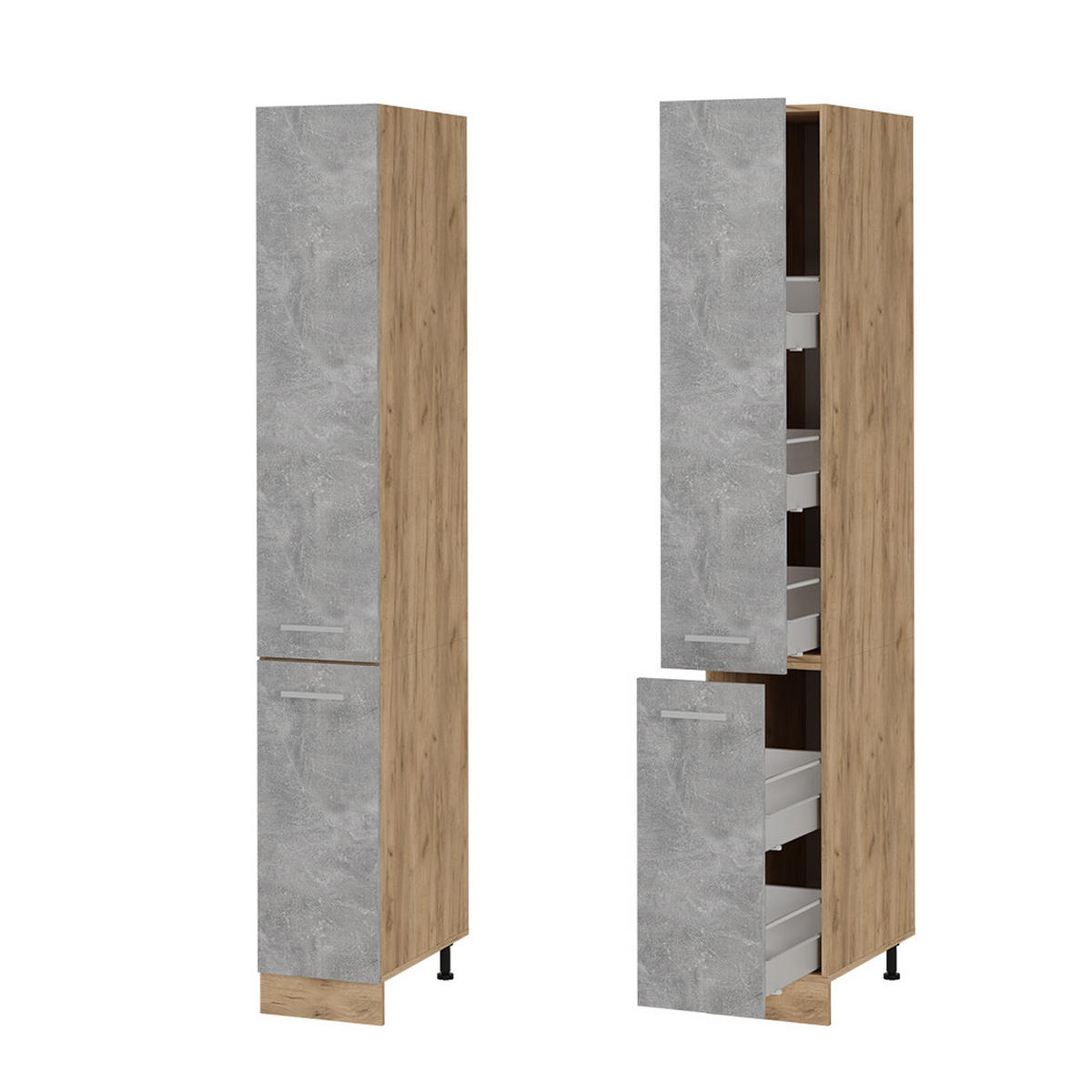 APOTHEKERSCHRANK R-Line Beton 30 cm - Honigeiche/Schieferfarben, Holzwerkstoff (30/206.8/57.2cm) - Vicco