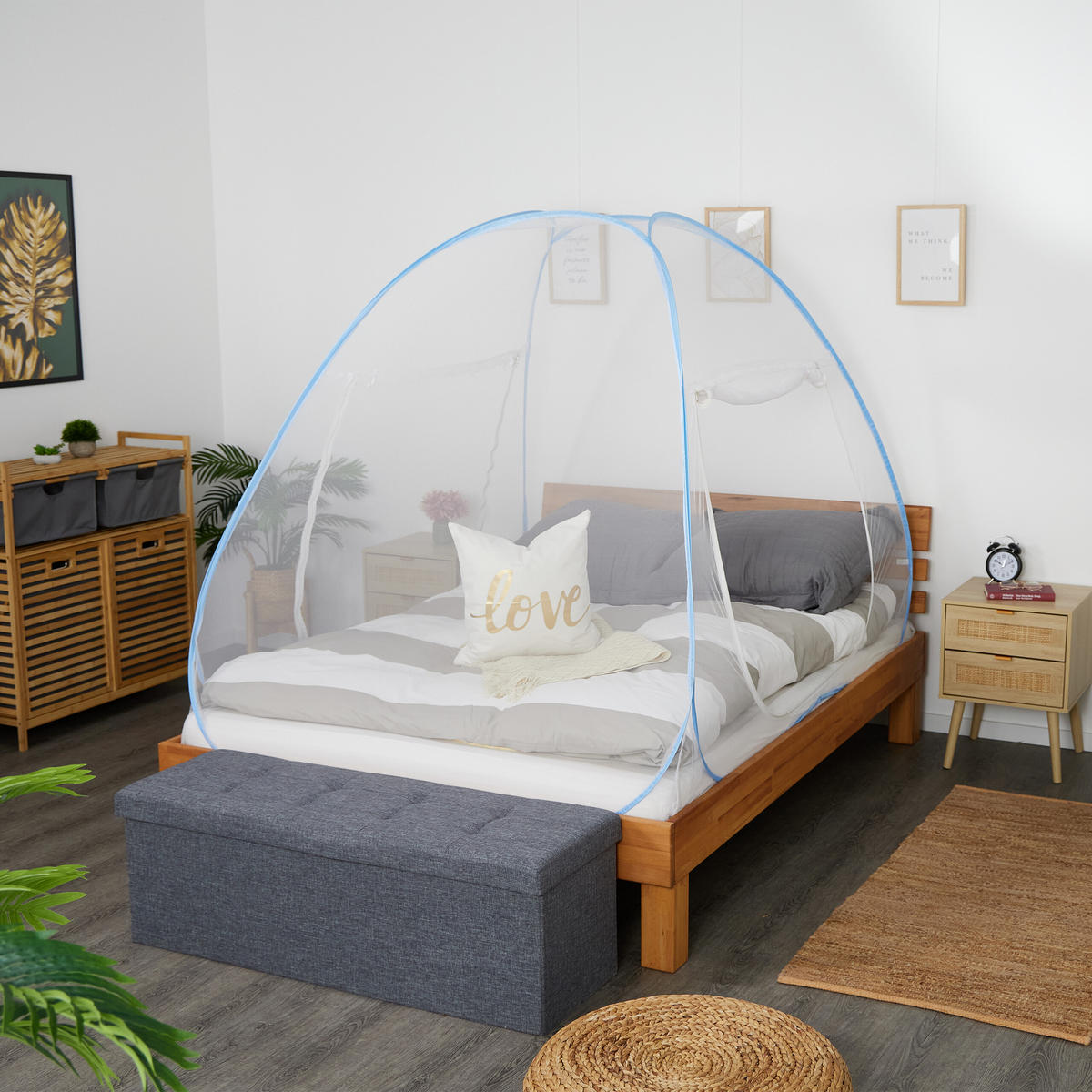 MOSKYTIÉRA - biela, textil/plast (150/150/200cm) - Relaxdays