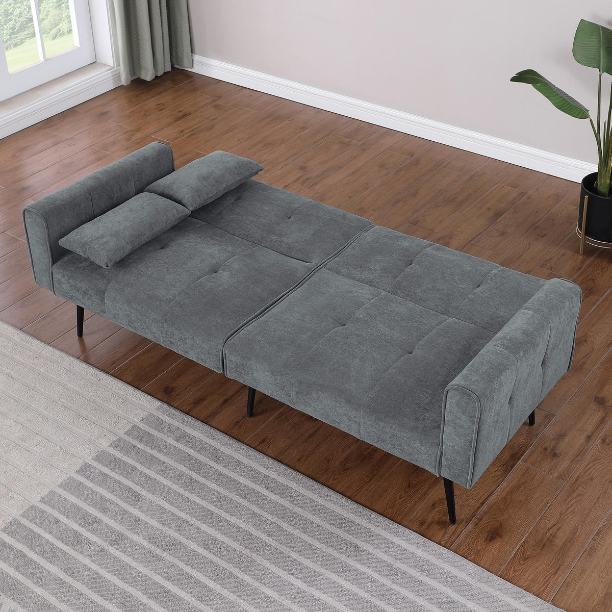 SCHLAFSOFA 175/71/71 cm Grau Cord - Grau, Textil (175/71/71cm) - Oxeza