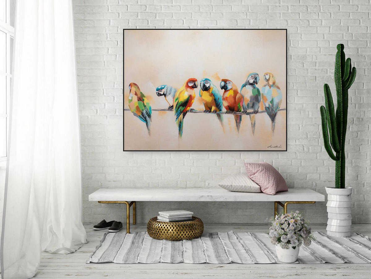 ACRYLBILD HANDGEMALT 120/90 cm - Blau/Beige, Holz/Textil (120/90cm) - KUNSTLOFT