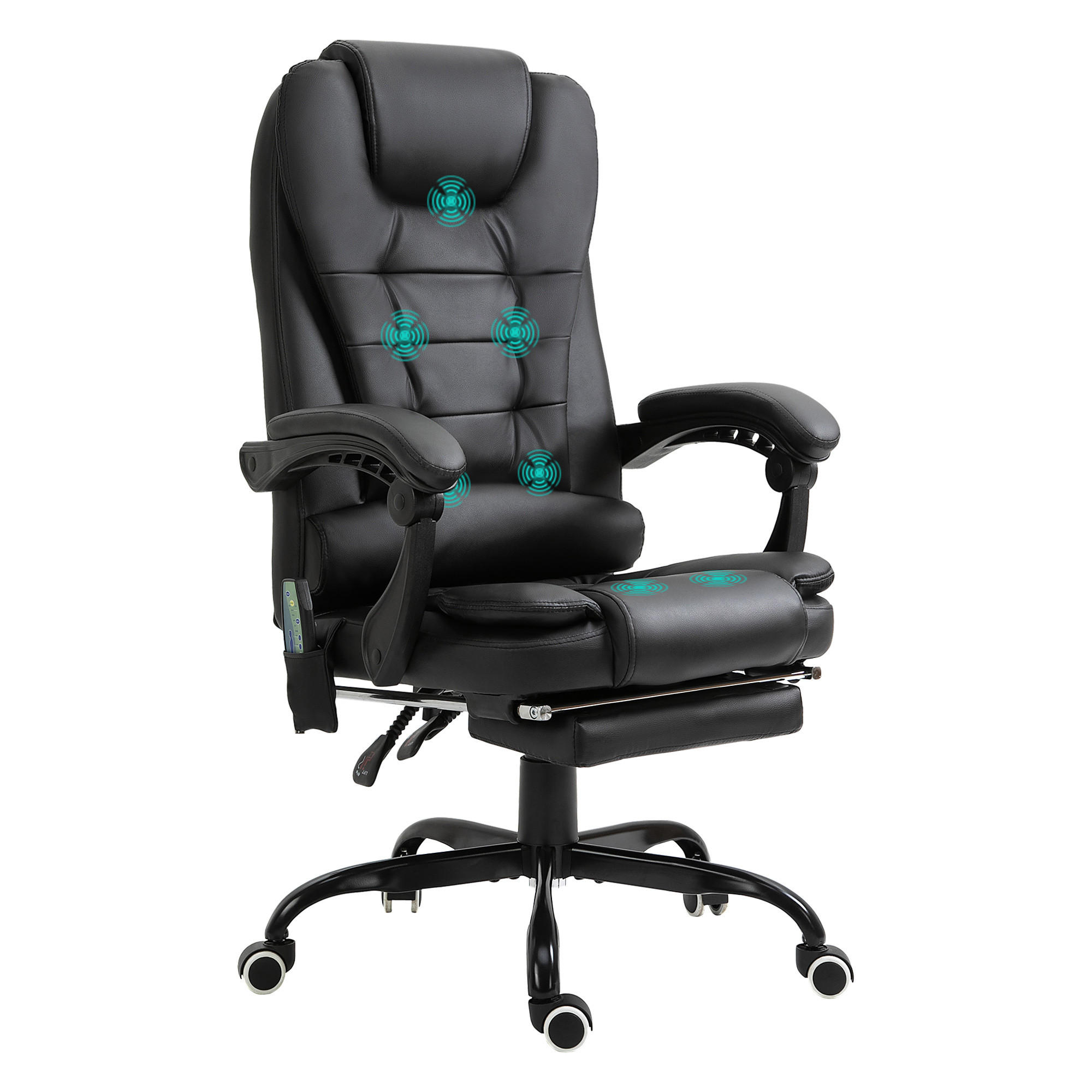 CHEFSESSEL DE-11645 ergonomisch mit Massagefunktion & Fußstütze Schwarz - Schwarz, Metall (79/121/67cm) - ComfortXL