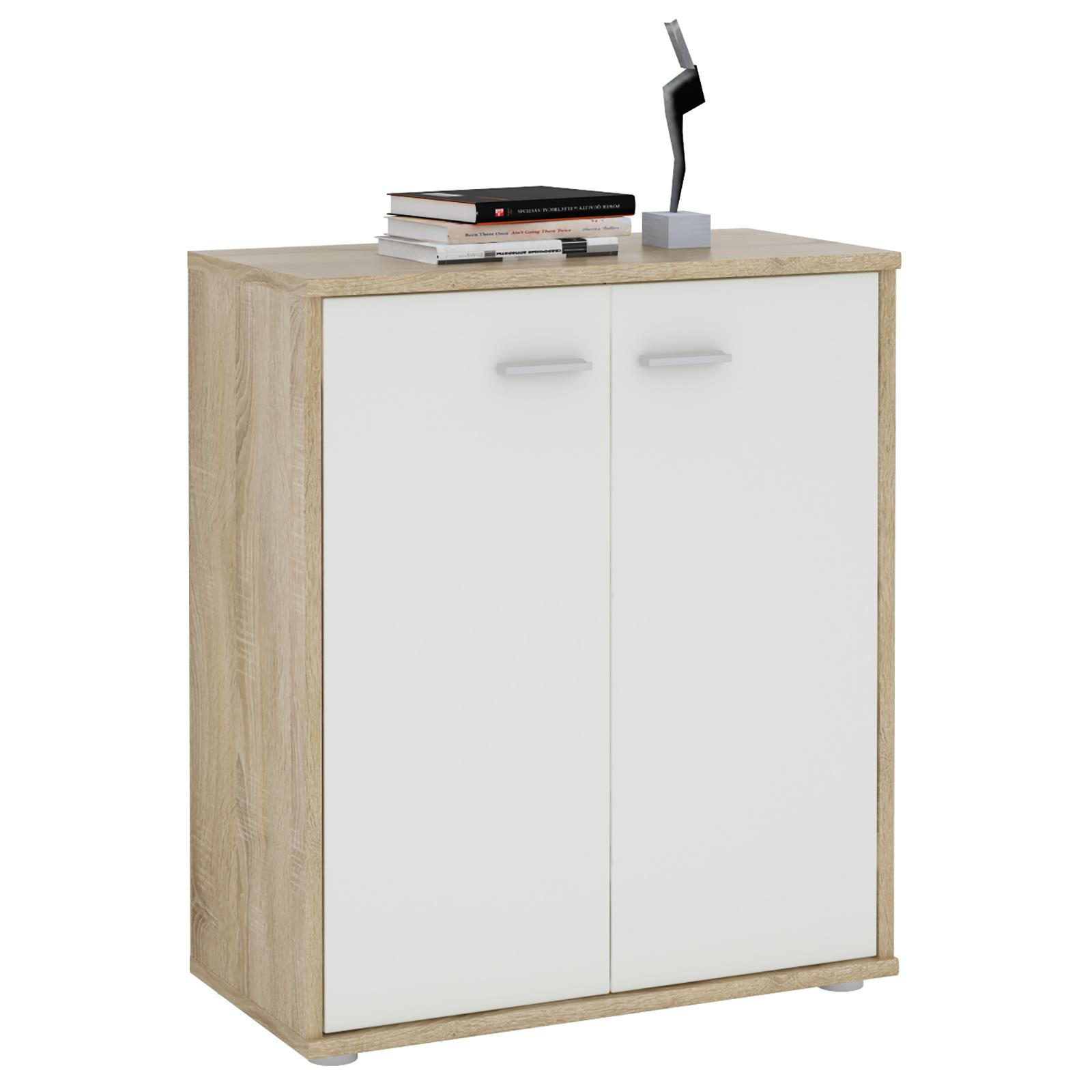 CARO-Möbel Kommode Sonoma Eiche, Weiß 60x70x30 cm
