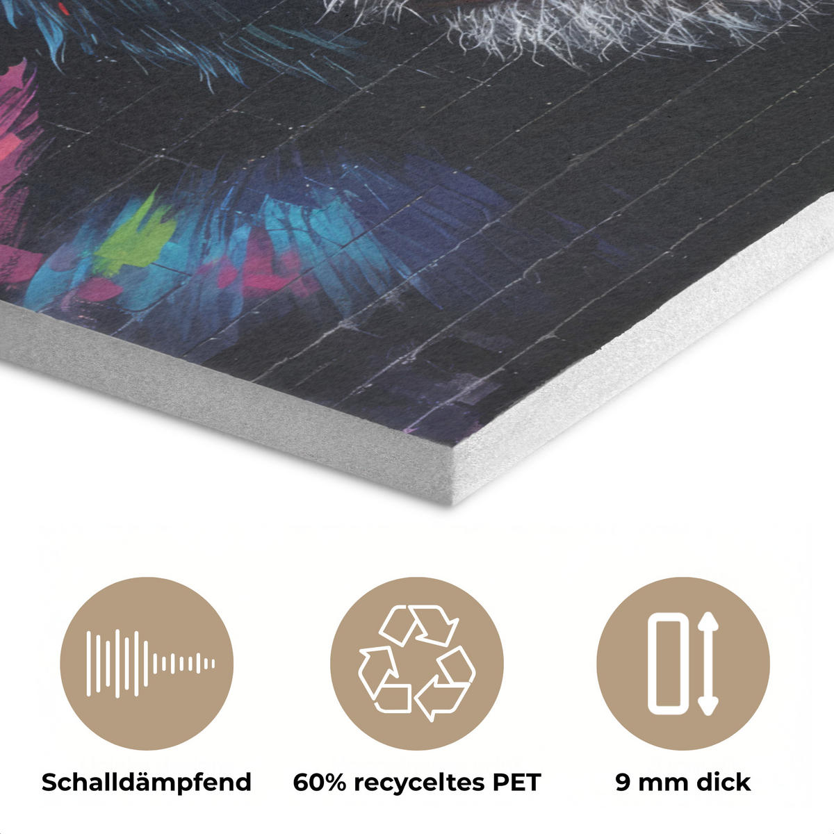 AKUSTIKPANEEL Graffiti - Schimpanse - Straßenkunst - Kopfhörer - Affe 90x90 cm - Blau, Textil (90/0.9/90cm) - MuchoWow
