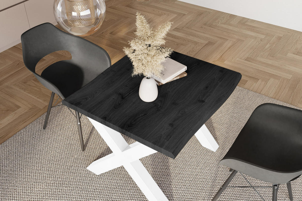 ESSTISCH JULIUS X - Dunkelgrau/Weiß, Holz (80/80/77cm) - SAM