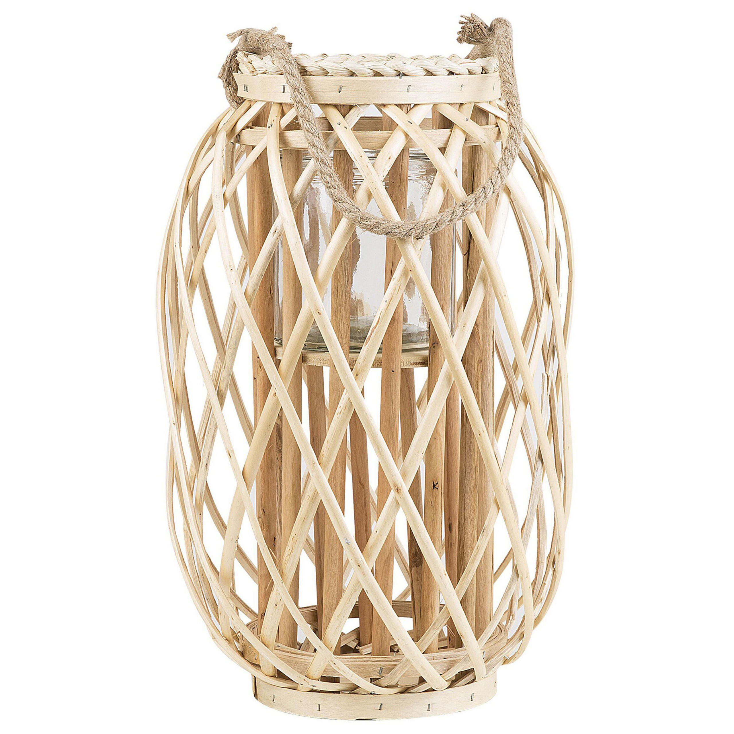 LATERNE Heller Holzfarbton Mauritius - Hellbraun, Holz (26/40/26cm) - Beliani