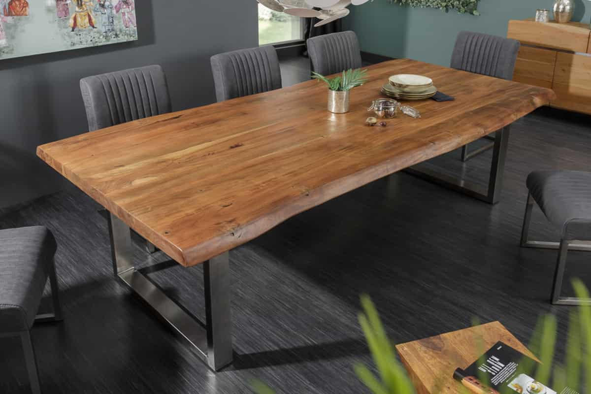 ESSTISCH MAMMUT NATURE Akazie 240cm - Silberfarben/Braun, Holz/Metall (100/240/76cm) - riess-ambiente