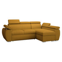 ECKSOFA Boston Mini Premium Cord 2RLC Seite: Rechts 2R+LC - Chromfarben/Braun, Holz/Textil (255/170cm) - MIRJAN24