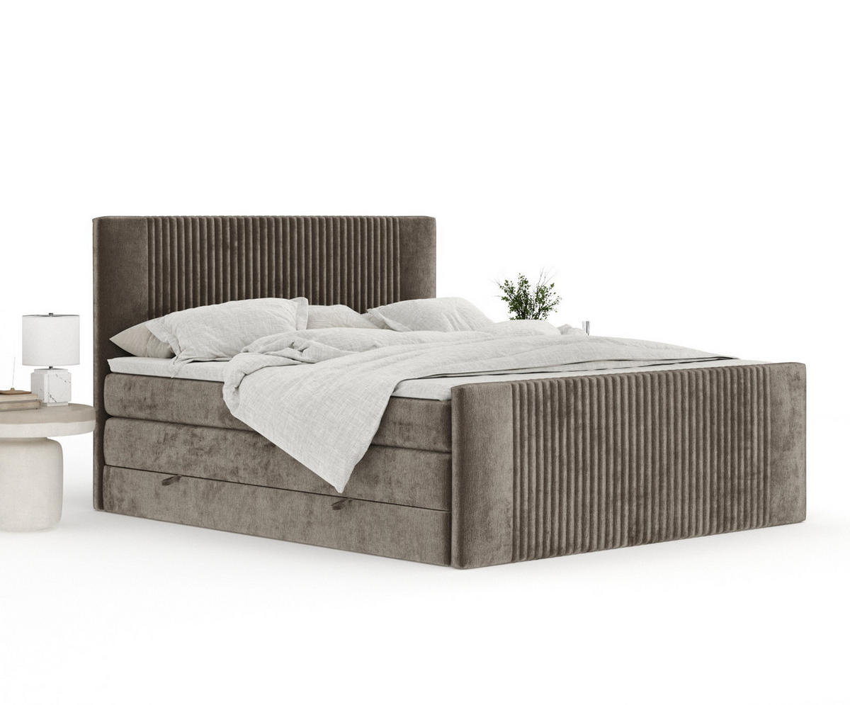 BOXSPRINGBETT Bergamo Braun 180/200 cm - Schwarz/Braun, Holz/Holzwerkstoff (180/200cm) - Maison de Reve
