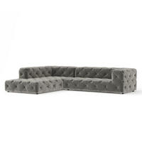 ECKSOFA Cosimo Grau Samtstoff - Schwarz/Grau, Holz/Holzwerkstoff (325/228cm) - Maison de Reve