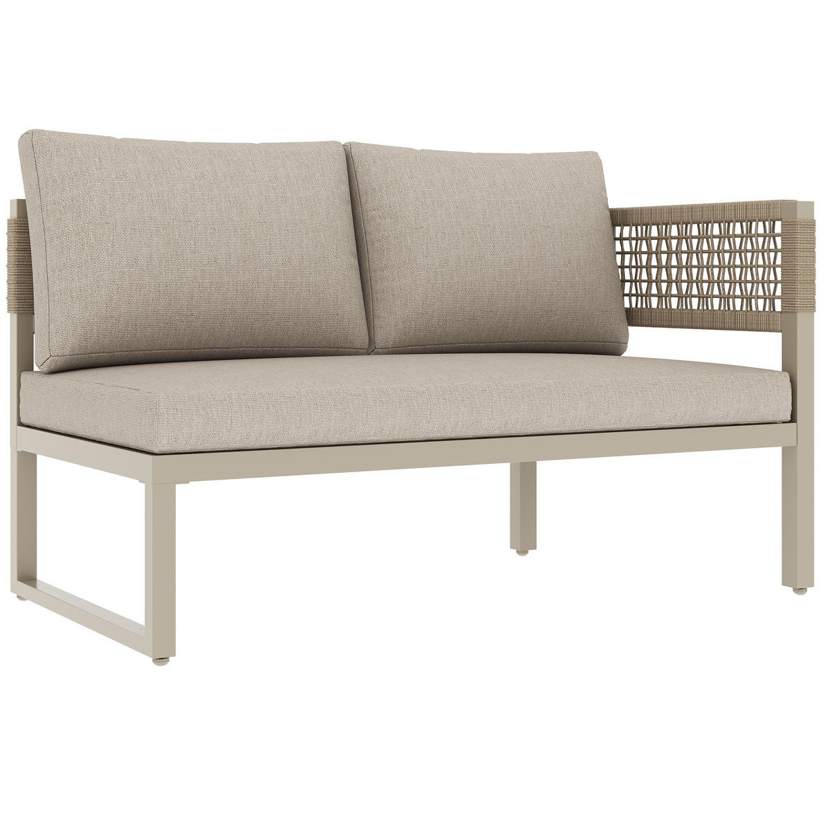 LOUNGEGARNITUR aus Metall & Kunststoffholz 110x58x78cm Beige - Beige, Metall - Modfu