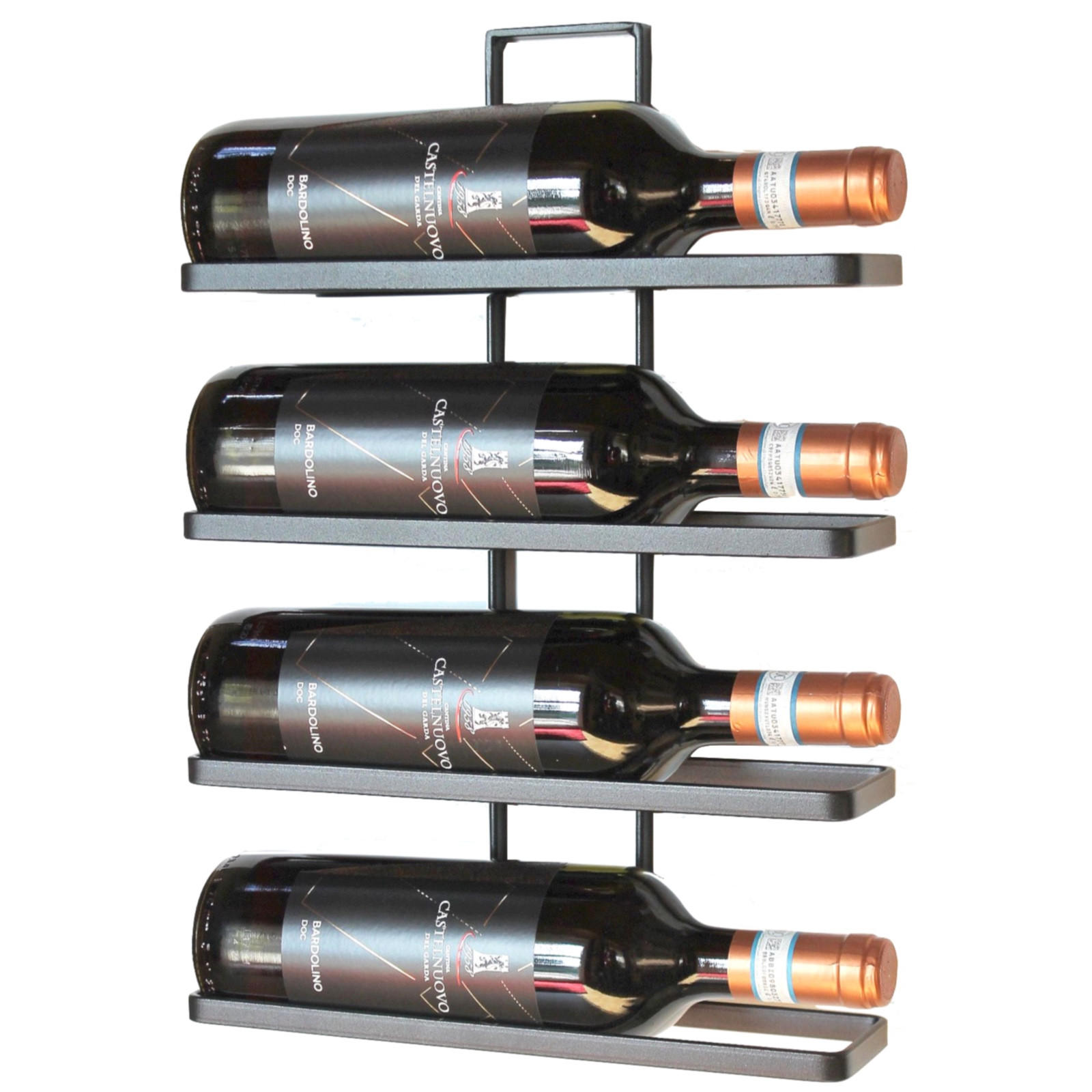 WEINREGAL für die Wand Wand aus Metall Schwarz 4-Wine - Schwarz, Metall (28.5/41/8cm) - DanDiBo