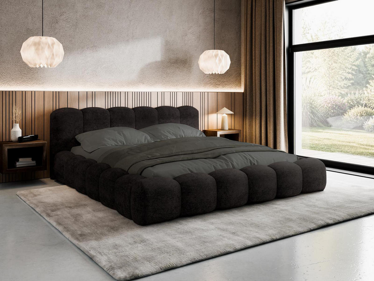 POLSTERBETT 140x200 ERMS Schwarz - Schwarz, Holzwerkstoff (140/200cm) - Compleo24