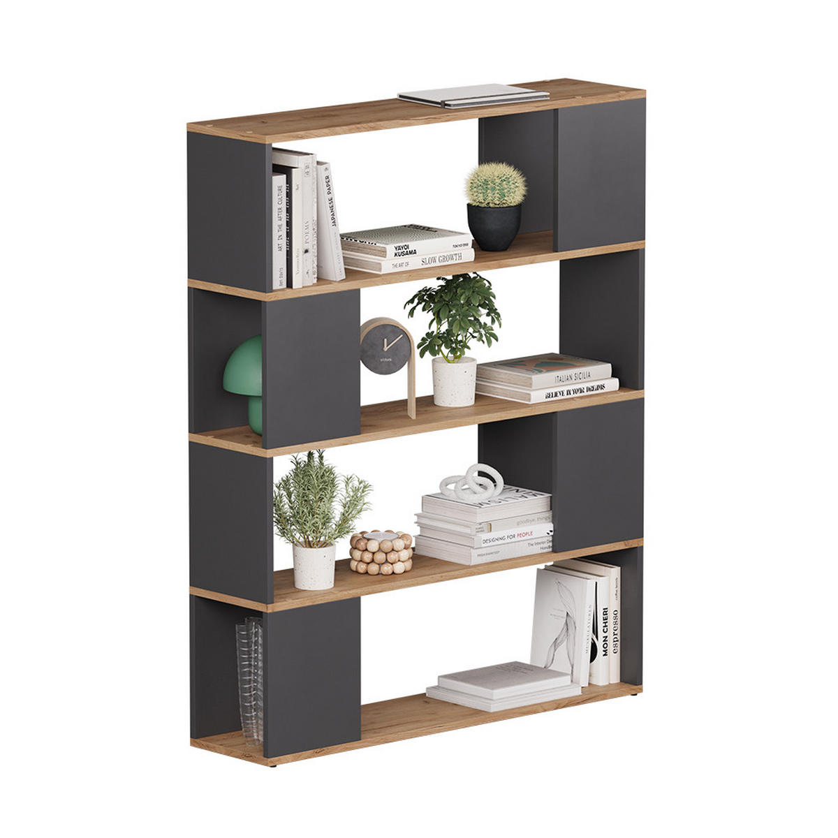 RAUMTEILER Eneos Anthrazit/Goldkraft Eiche 100 x 124.5 cm - Anthrazit/Eiche Wotan, Holzwerkstoff (100/124.5/24cm) - Vicco