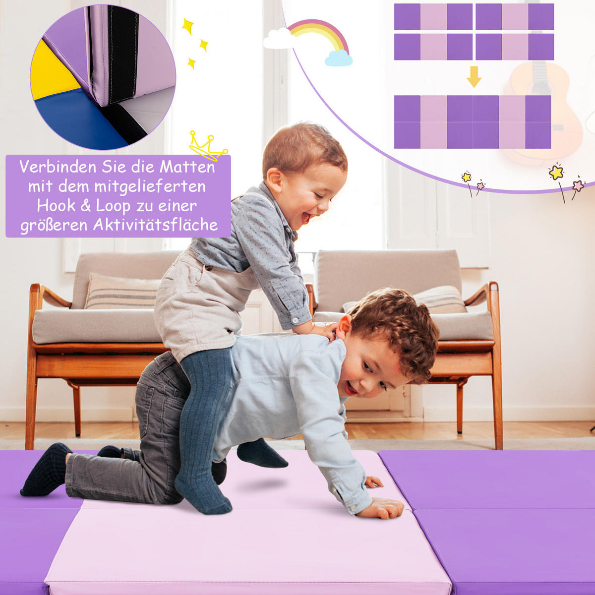 TRÄNINGSMATTA violett - Syrénfärgad, Läder (180/60cm) - COSTWAY