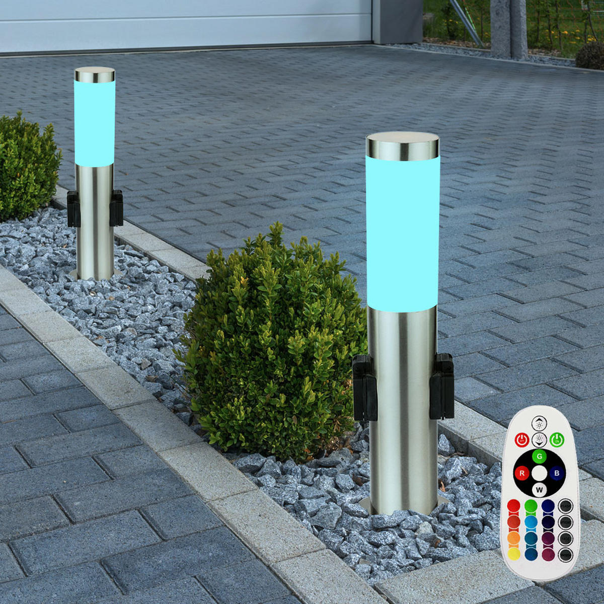 LED WEGELEUCHTE Silber opal - Silberfarben, Metall (7.6/7.6/45cm)