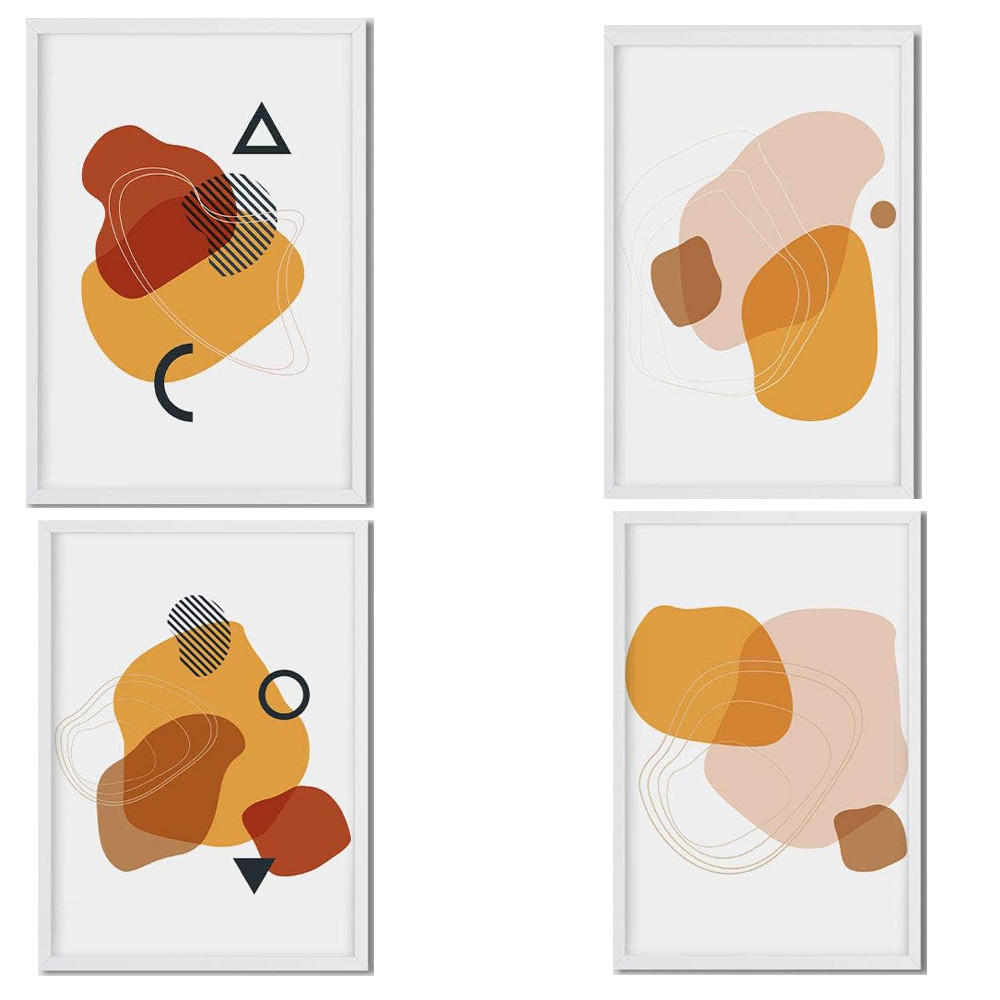 POSTER Set mit 4 abstrakten Collage Arena del Sahara mit farbigen Designs A3 Rahmenlos - Klar, Papier (29.7/3cm) - Nacnic