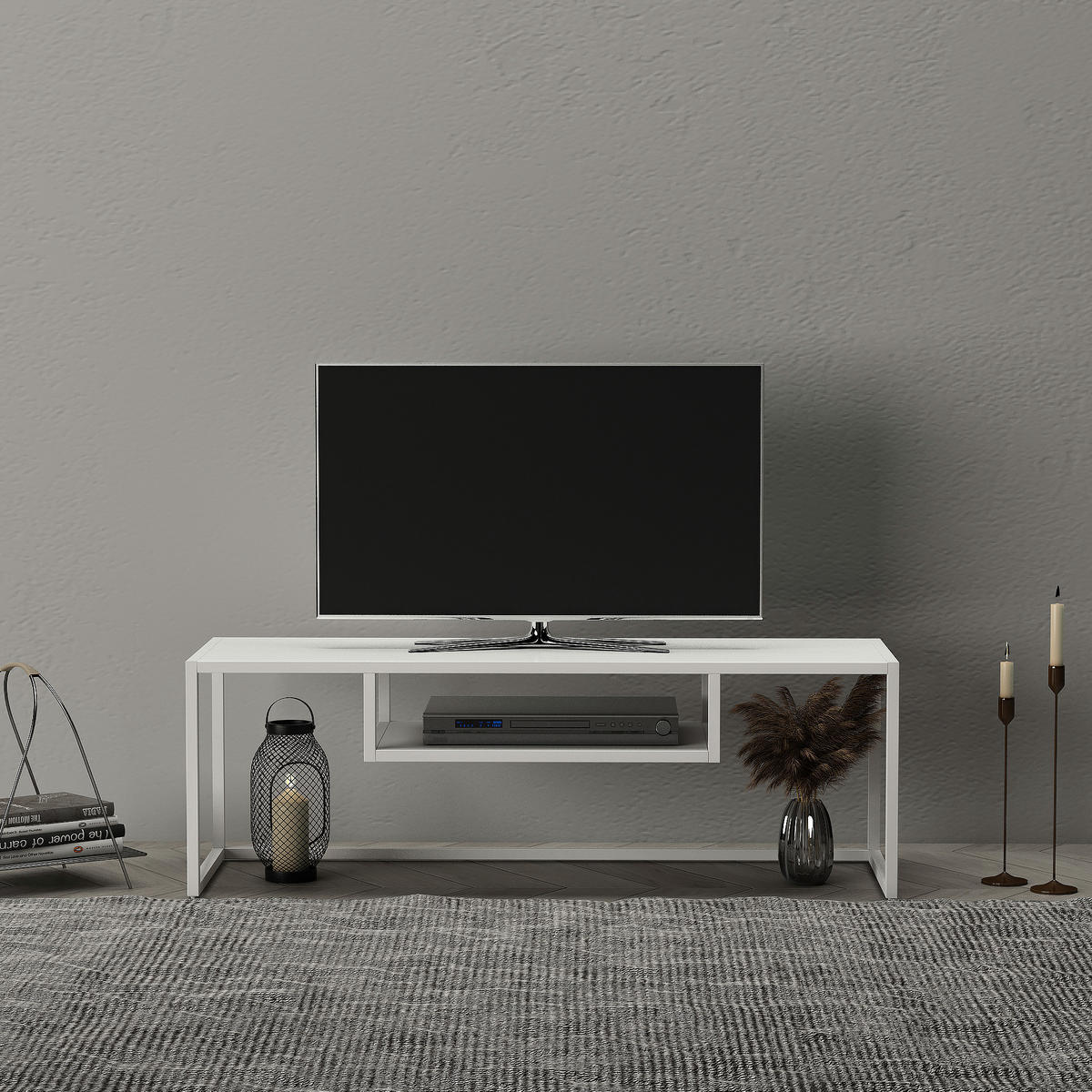 TV-ELEMENT Isokyrö - Weiß, Metall (120/40/40cm) - [en.casa]