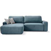 ECKSCHLAFSOFA Torre blau velours links - Blau, Textil (258/171cm) - Beautysofa
