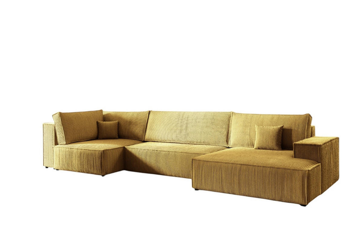 WOHNLANDSCHAFT Corunia - Gelb, Holzwerkstoff/Textil (398/70/148cm) - Fun Möbel