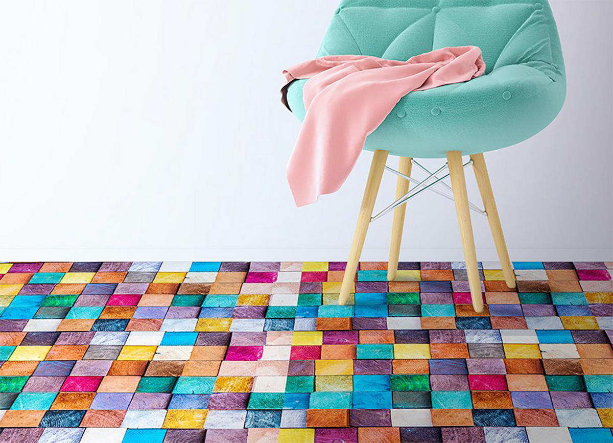 VINYL TEPPICH 150x225 cm Holzplättchen - Multicolor, Kunststoff (150/225cm) - TULUP