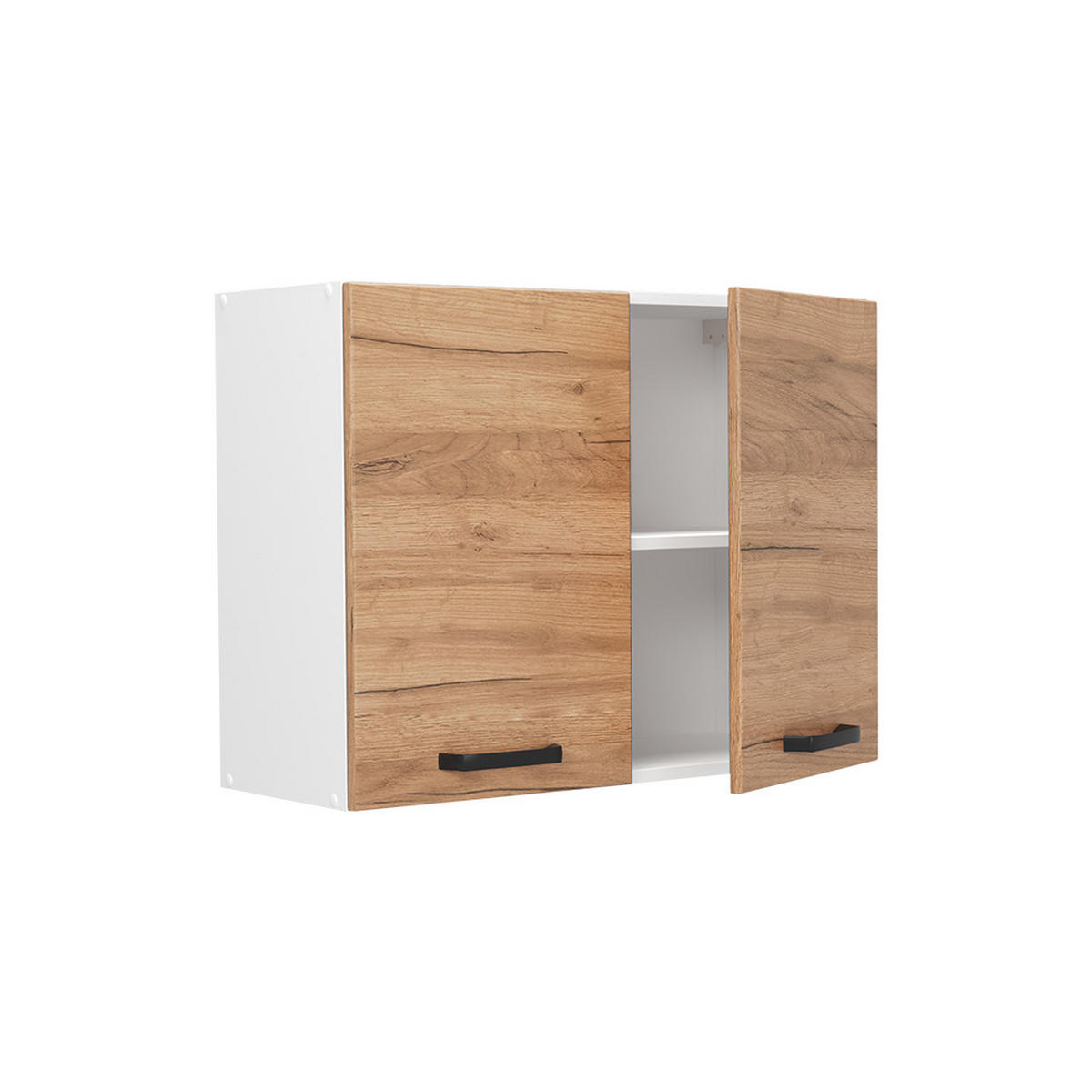 KÜCHENGLASSCHRANK R-Line, Goldkraft Eiche/Weiß, 80 cm - Eichefarben/Weiß, Holzwerkstoff (80/60/31cm) - Vicco