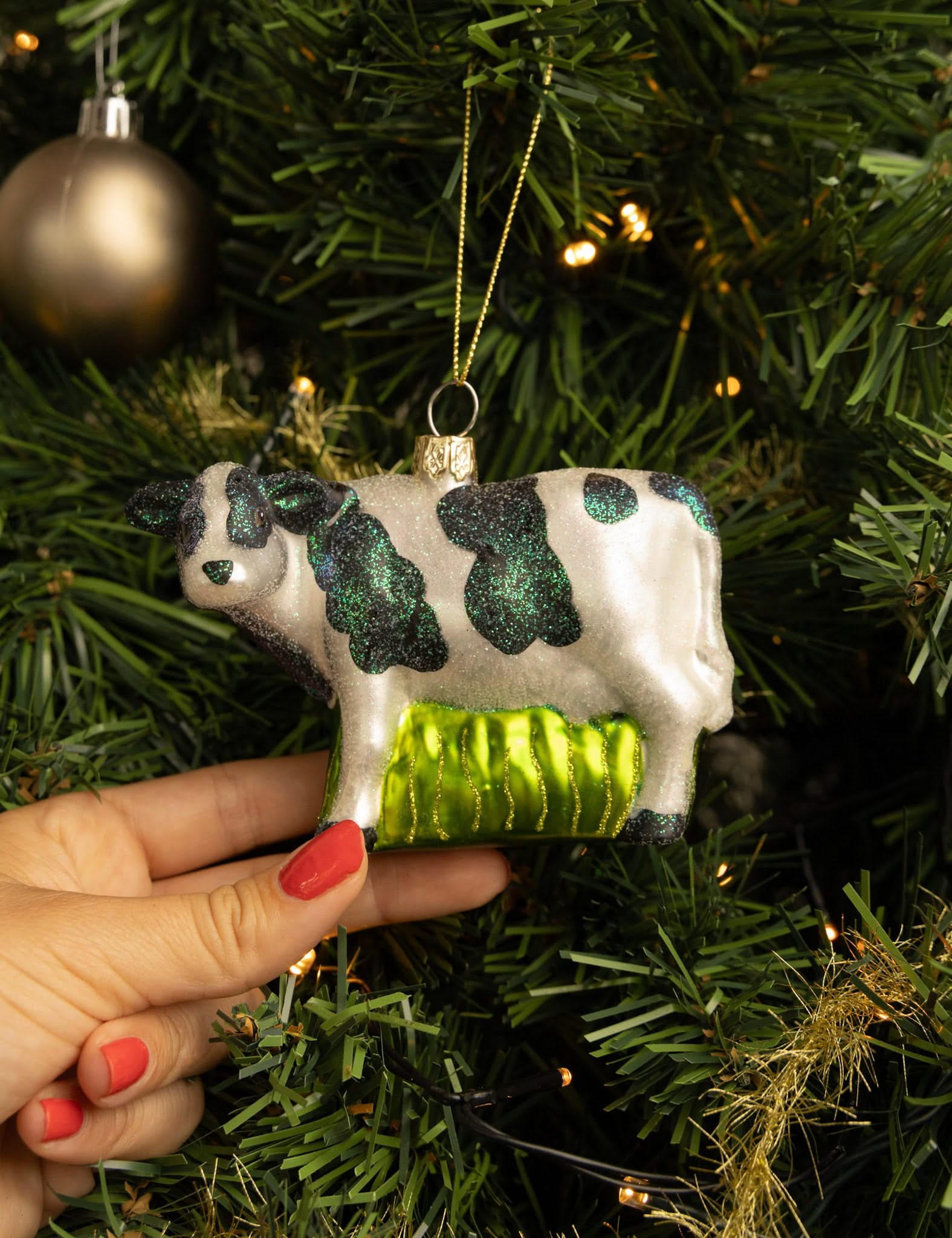 WEIHNACHTSKUGEL Kuh 12 cm - Multicolor, Glas (5/9/1cm)