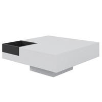 COUCHTISCH mit Aufbewahrungsbox 72x72 cm Hochglanz Weiß/Schwarz - Weiß, Holzwerkstoff (72/72/30cm) - Meubliv