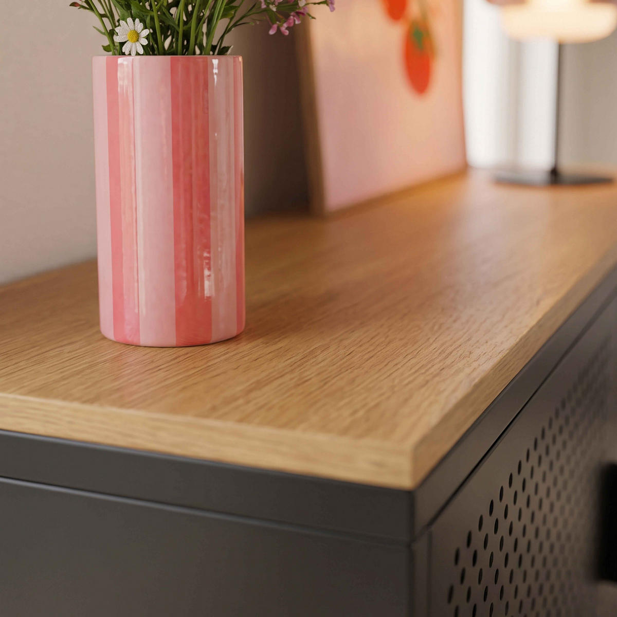 SIDEBOARD 100 cm, Schwarz - Schwarz, Metall (100/60/40cm) - Oviala